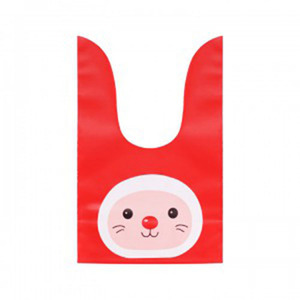 레드 토끼 캐릭터 답례품 보자기 포장 봉투 비닐 (10매)